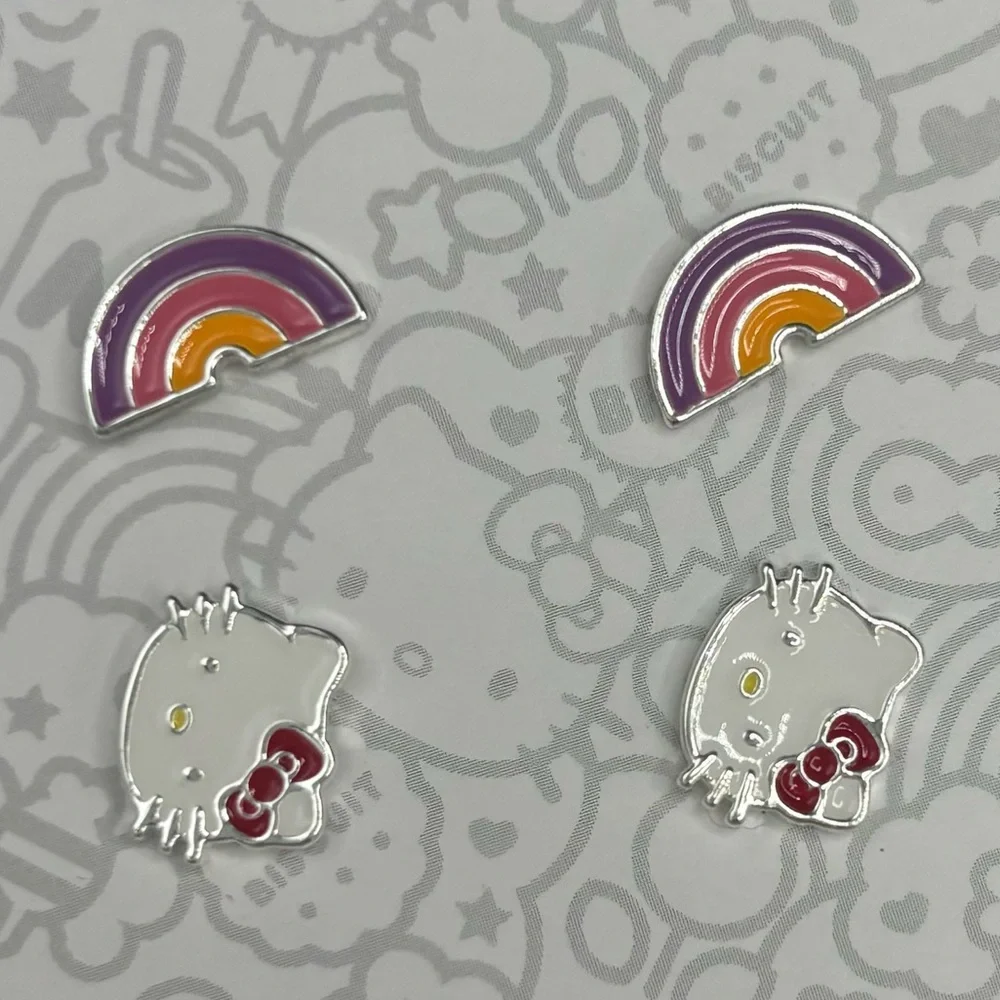 Hello Kitty Silver and Pink Rainbow Earrings